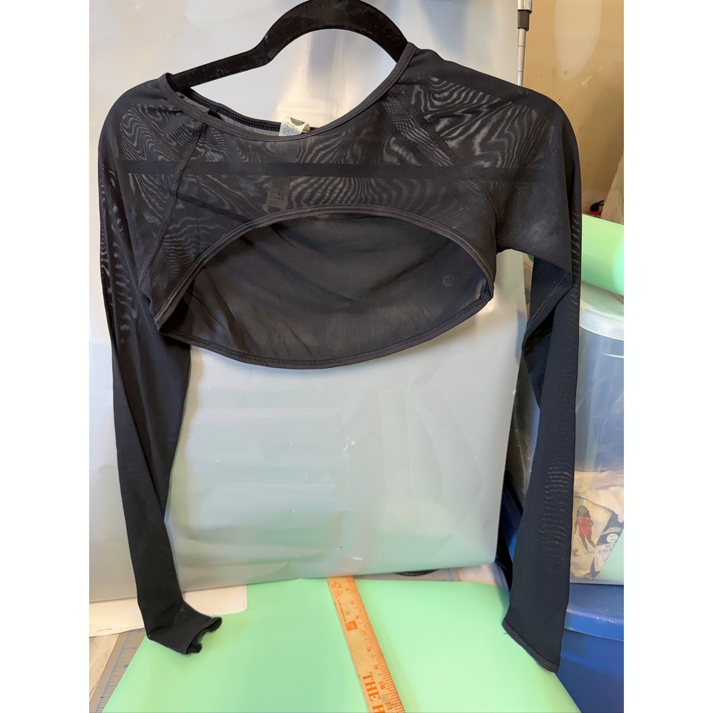 Vimmia Womens Black Mesh Long Sleeve Cutout Shrug Crop Top XS Made in USA